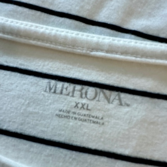 MERONA, WOMENS, BOAT NECK,3/4 SLEEVE TOP. WHITE WITH A THIN LINE STRIPE.SIZE XXL - Picture 4 of 5